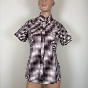 Relco London burgundy and White Checkered button down Shirt